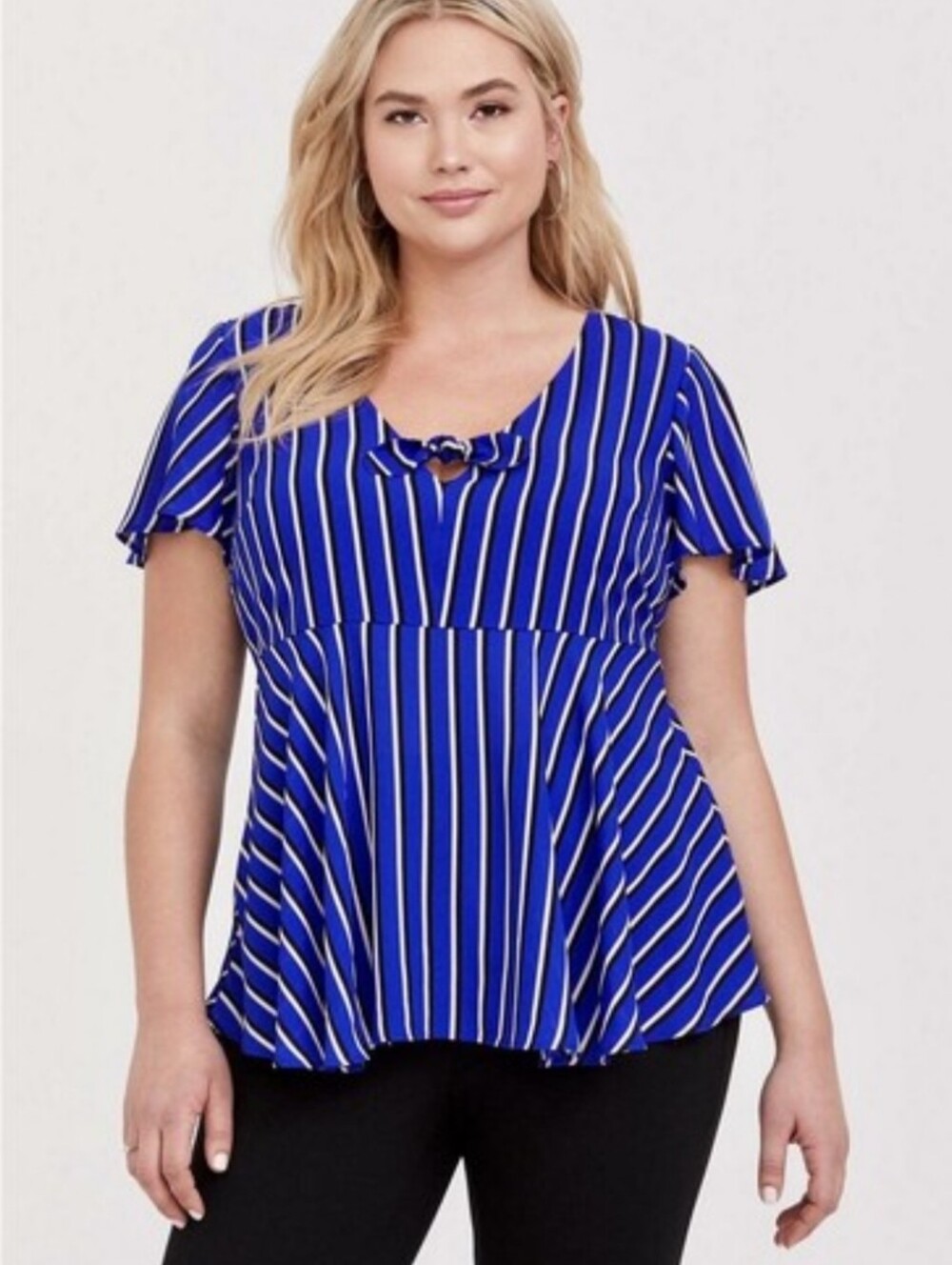 Torrid Women Striped Georgette Empire Waist Blouse Size 1